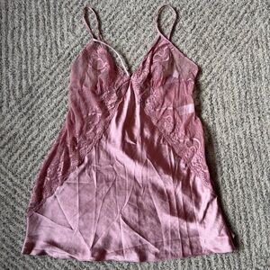 In Bloom by Jonquil Lace Satin Chemise Pink Lace Slip